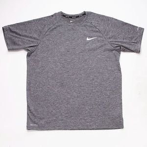 Nike Men's Heathered Gray Short Sleeve Hydroguard Swim Shirt